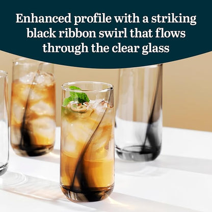 Libbey Ascent Black Ribbon Tumbler and Rocks Drinking Glasses Set of 16 - Image 4