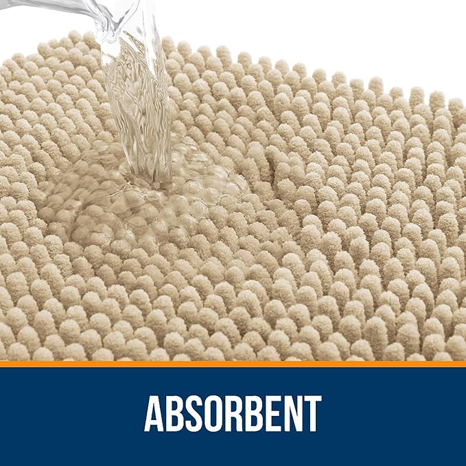 OLANLY Bathroom Rugs 36x24, Extra Soft Absorbent Chenille Bath Rugs, Rubber - Image 4