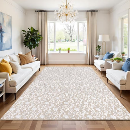 Vaukki 5x7 Area Rug for Living Room, Soft Fluffy Washable Modern Floral Indoor - Image 8
