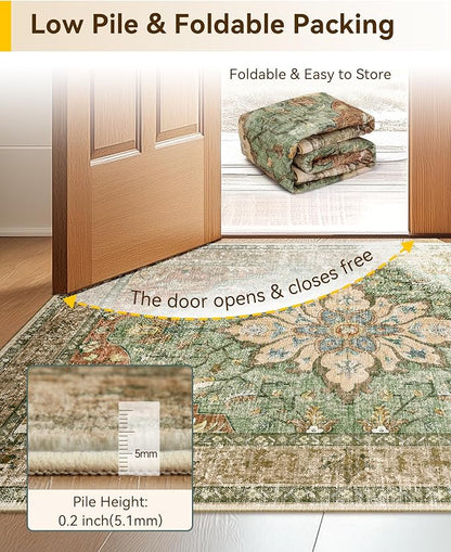 RELEANY Area Rugs Runner 3'x6' Washable Non-Slip, Floral Vintage Distress - Image 5