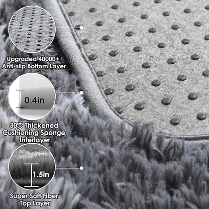 ONASAR 8x10 Area Rugs for Living Room, Fluffy Grey and White Bedroom Rug - Image 4