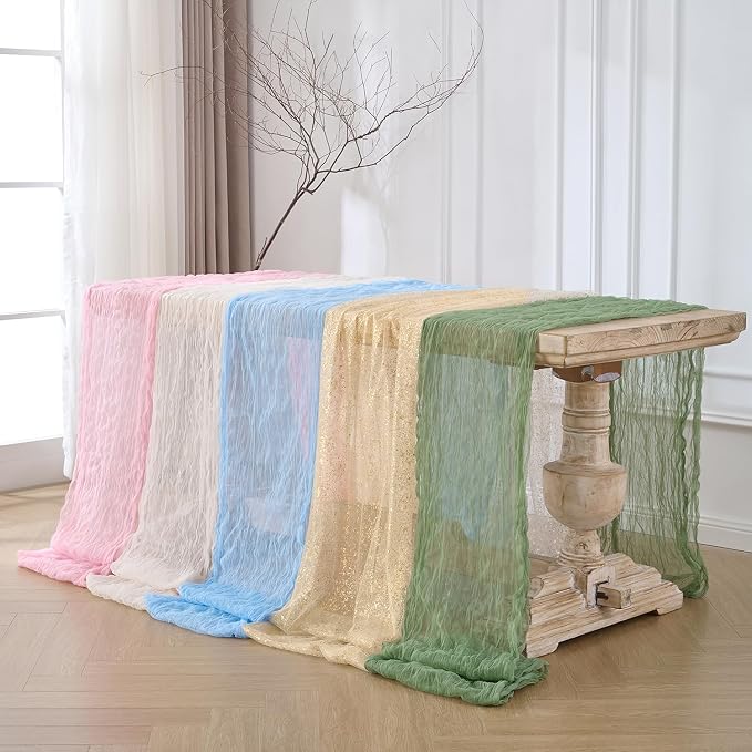 12 Pack Cream White Cheesecloth Table Runners, 120 Inch 10Ft Ivory Gauze Table - Image 8