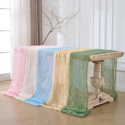 12 Pack Cream White Cheesecloth Table Runners, 120 Inch 10Ft Ivory Gauze Table - Image 8