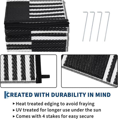 Garvee Waterproof Outdoor Rug 5x8, Checkered Foldable Plastic Straw Patio - Image 4