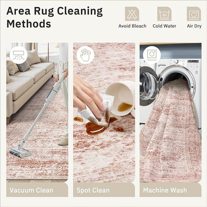 Soalmost 9x12 Area Rugs for Living Room, Non Slip Machine Washable Vintage Rugs - Image 4