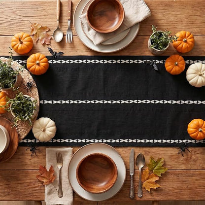 Artoid Mode Black Rustic Cotton Linen Table Runner, Seasonal Halloween - Image 6