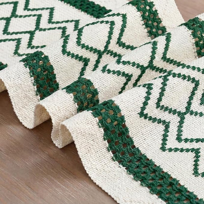 Artoid Mode Forest Green Stripe Diamond Woven Table Runner 12x60 Inch | Holiday - Image 6