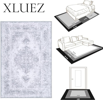 XLUEZ Area Rug 6x9 Living Room Rug, Machine Washable Vintage Distressed - Image 8