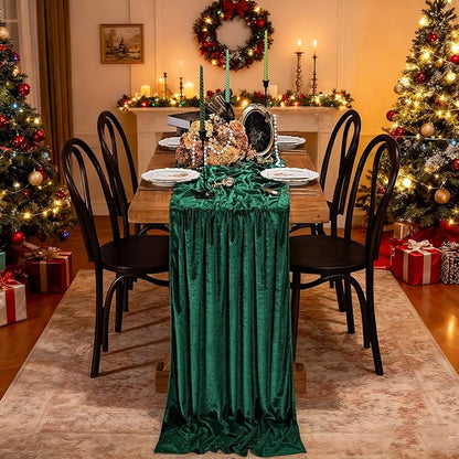 Velvet Table Runner Emerald Green 29x120 Inch Soft Fall Christmas Runners | 5 - Image 6