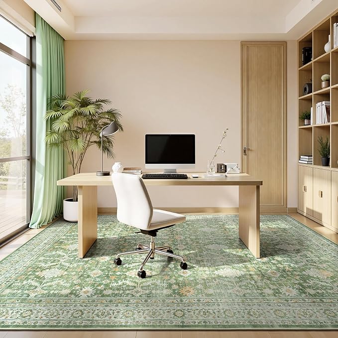 Lofus 8x10 Area Rug for Living Room, Light Green Washable Area Rugs - Image 3