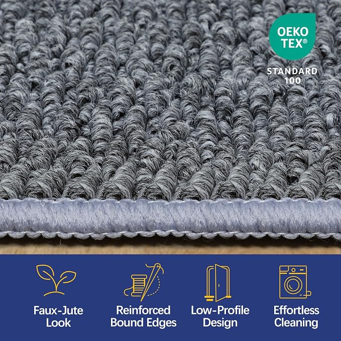 Faux Jute Area Rug 6'x9', Washable & Non-Slip, No Odor. Farmhouse Boho Style - Image 3