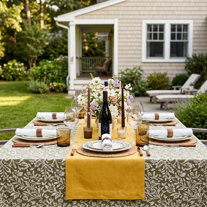 Solino Home 100% Pure Linen Table Runner Mustard Yellow, Fete 14 x 108 in | - Image 2