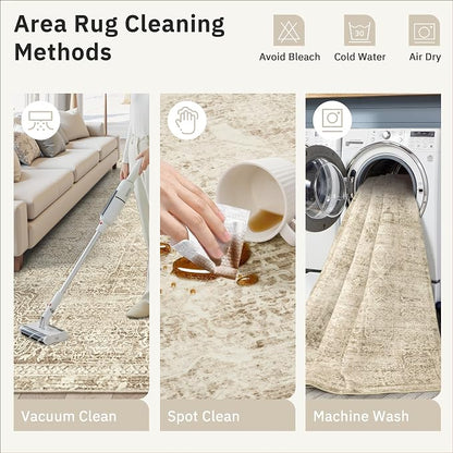 Soalmost 6x9 Area Rug for Living Room Floral Washable Non-Slip Modern Rugs for - Image 8