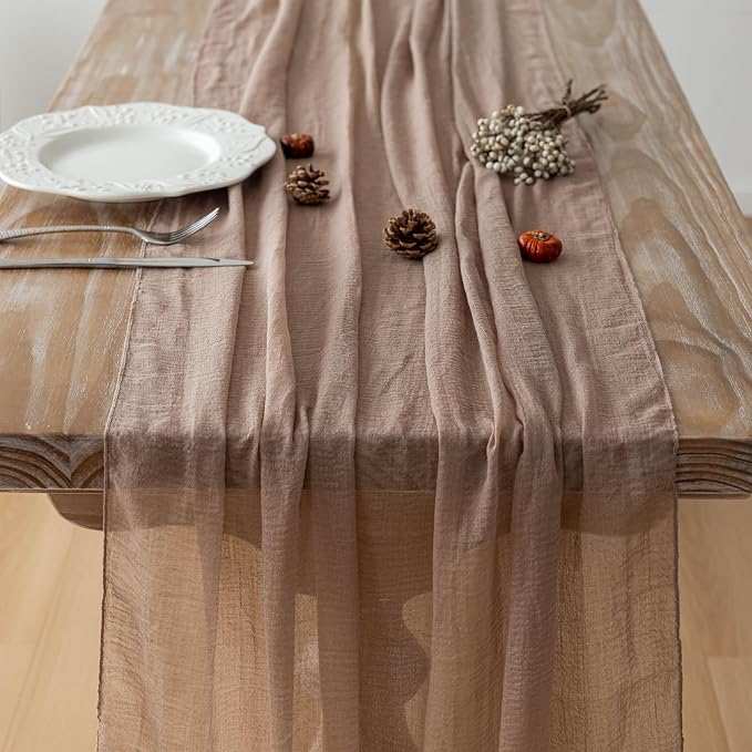 10Pcs Nude Cheesecloth Table Runner 120 Inches - Image 5