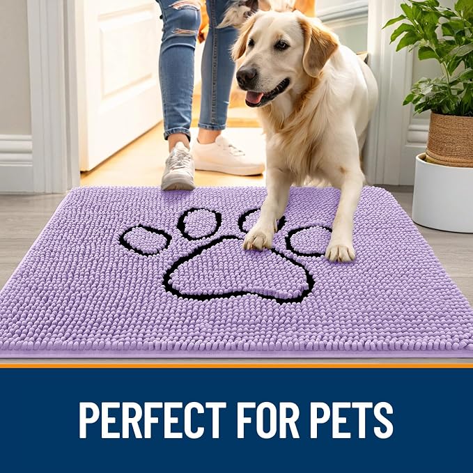 OLANLY Dog Door Mat for Muddy Paws 30x20, Paw Print Design, Absorbs Moisture - Image 6