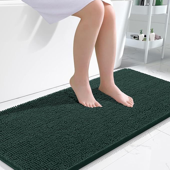 OLANLY Large Bathroom Rugs 45x27, Soft Absorbent Chenille Bath Rugs, Rubber by OLANLY