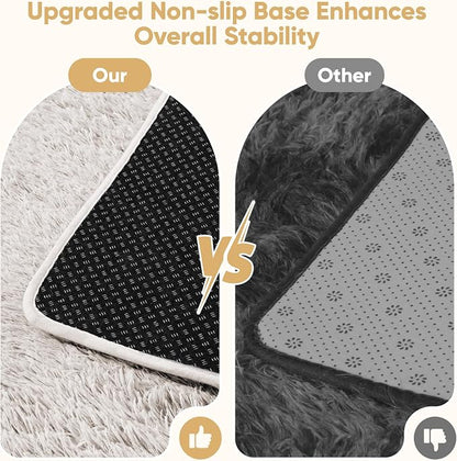 8x10 Area Rugs for Living Room Bedroom: White Soft Fluffy Shag Upgrade Non-Slip - Image 6