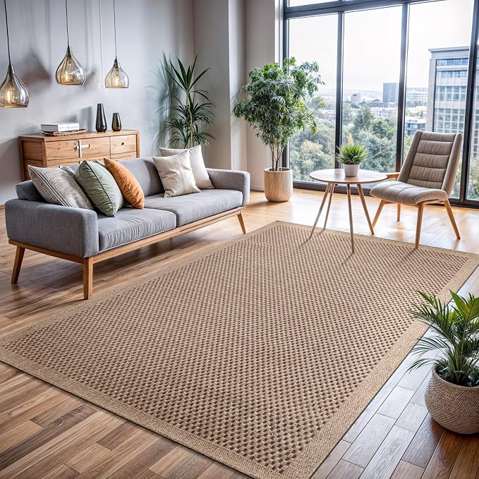 CAMILSON Easy Jute Rug 9x12, Indoor Outdoor Natural Color Fiber Area Rugs - Image 9