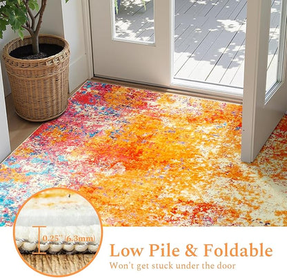 Rugflix 6x9 Area Rugs for Living Room, Washable Colorful Rainbow Rug - Image 5