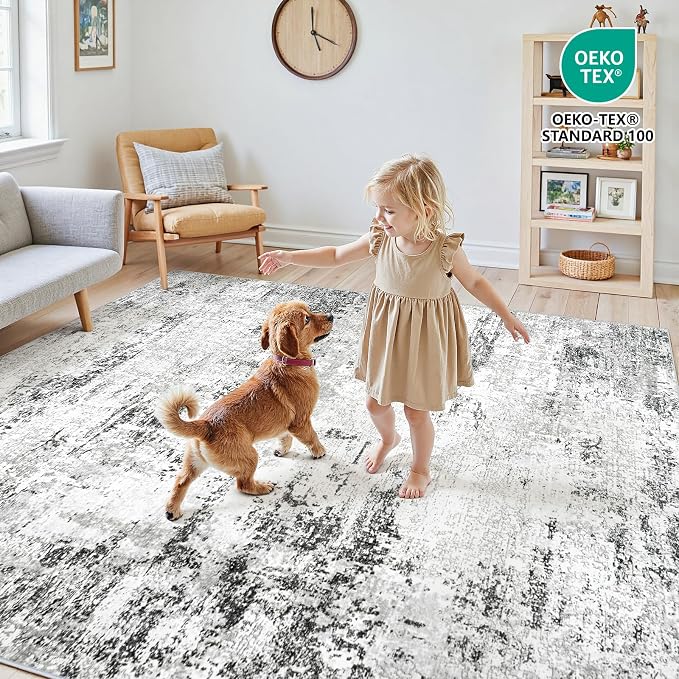 Area Rugs 10x14 Living Room: Large Modern Abstract Washable Rug Soft Anti-Skid - Image 4