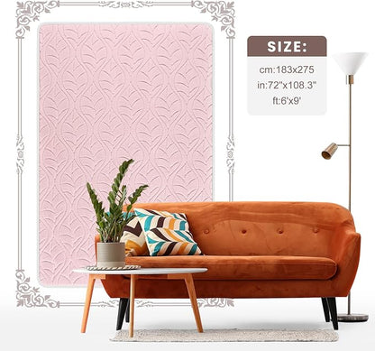 Macgace 6x9 Pink Area Rug, Soft Shag Carpet, Washable Living Room Rugs - Image 7