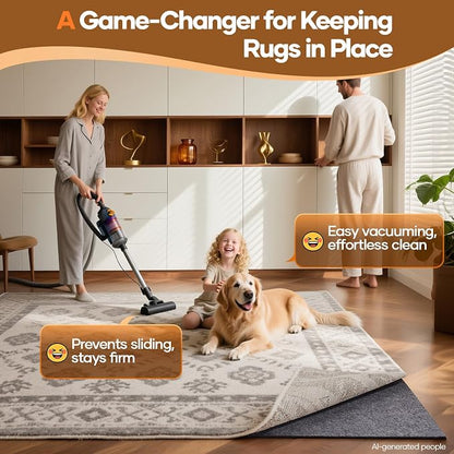Veken Non Slip Cushioned Rug Pad Gripper 4 x 6 Ft, Felt and Silicone Backing - Image 2