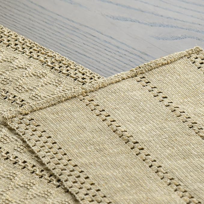 Artoid Mode Burlap Brown Woven Farmhouse Hollow Table Runner 12x48 Inch | - Image 4