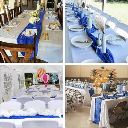 10 Pack Royal Blue Cheesecloth Table Runner 10FT Boho Gauze Fabric Table Runner - Image 7