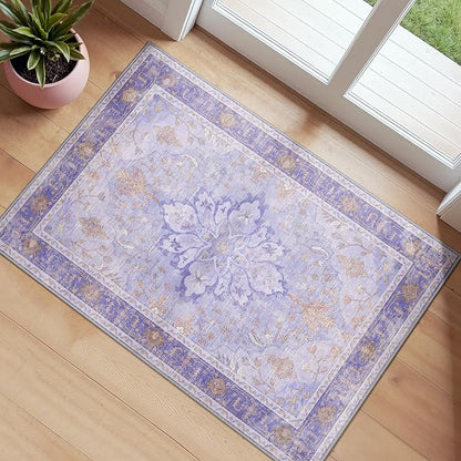 RELEANY Area Rugs Small 2'x3' Washable Non-Slip, Floral Vintage Distress by RELEANY
