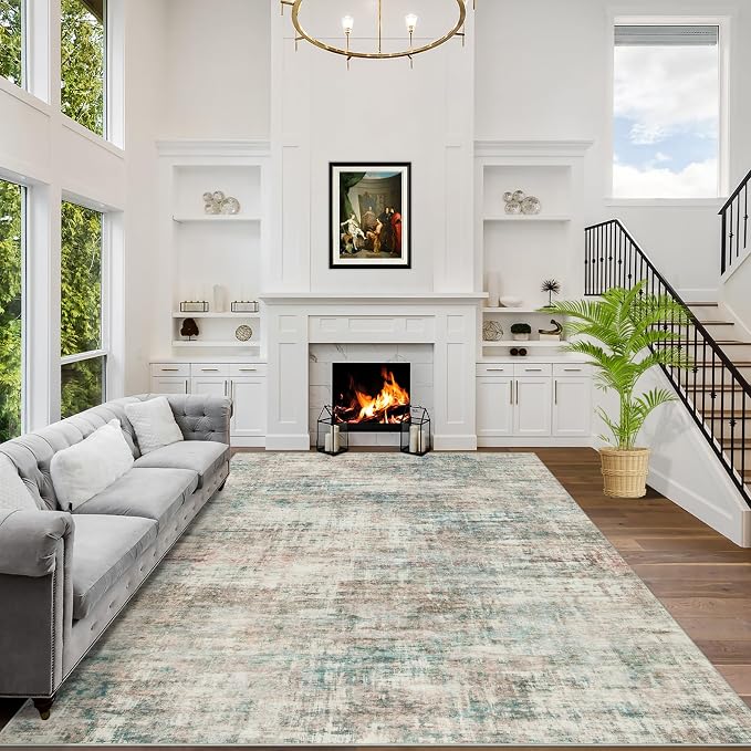 9x12 Area Rugs Washable Rug: Modern Abstract Living Room Rug Soft Anti-Skid by GENTDRIZZ