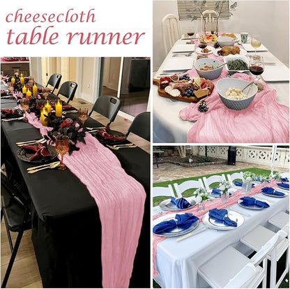 12 Pack Light Pink Cheesecloth Table Runner 17 x 108 Inch Gauze Table Runner - Image 7