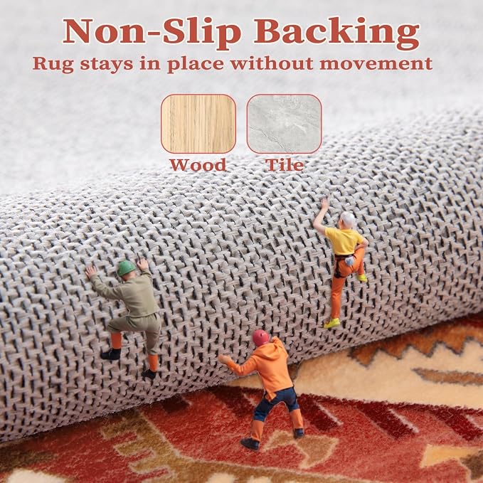 SERISSA 5x7 Boho Area Rug, Washable Non-Slip Rugs - Image 5