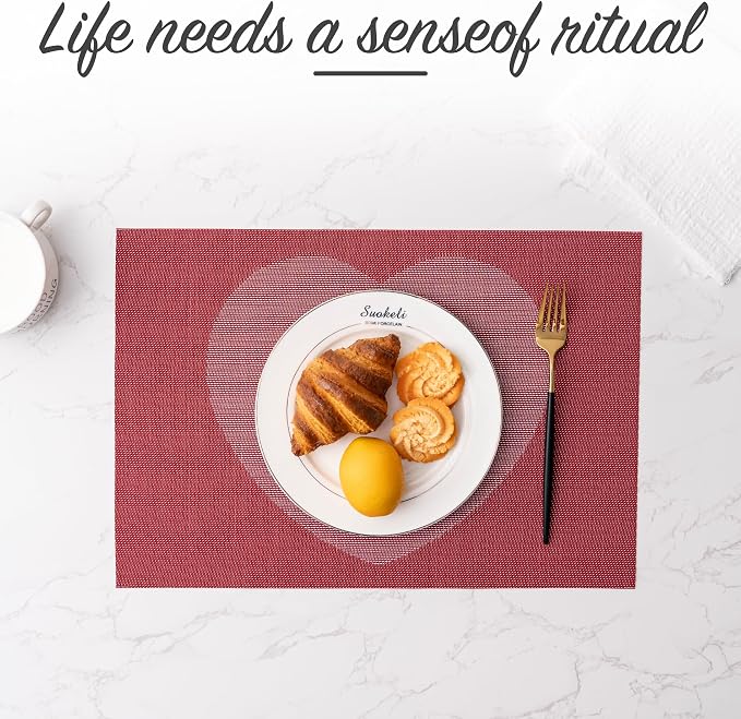 Placemats Set of 4 Washable Indoor | Outdoor Vinyl Place Mats - Image 4