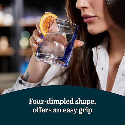 Libbey Blue Ribbon Rock Glasses Set, Artisan-Inspired Four-Dimple Shaped Glass - Image 5