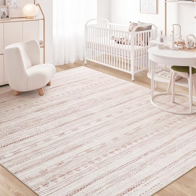 6x9 Pink Area Rugs for Living Room Machine Washable Rug Distressed Girls by Tchdio