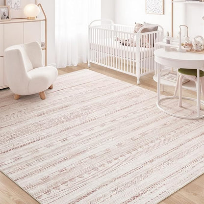 5x7 Pink Area Rugs for Living Room Machine Washable Rug Distressed Girls by Tchdio