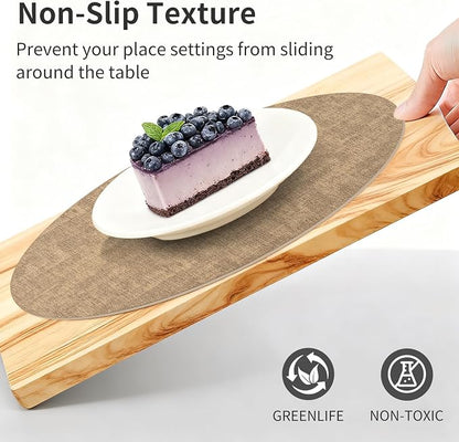 Maxpearl Faux Leather Round Placemats Set of 6, 13.8 inch, Heat Resistant - Image 5