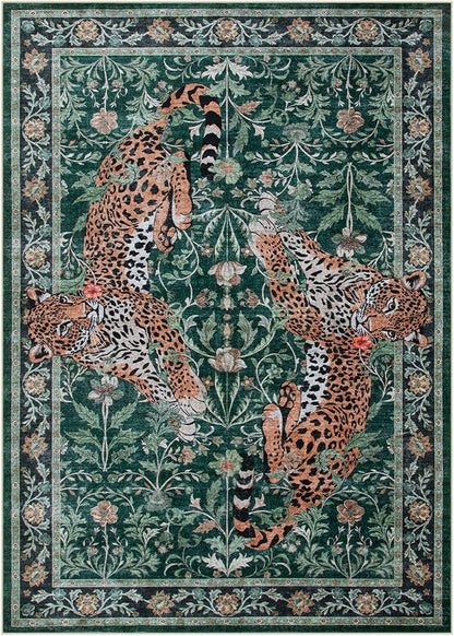 Moynesa Leopard 5x7 Area Rug, Boho Washable Living Room Rug, Non Slip Rugs - Image 2