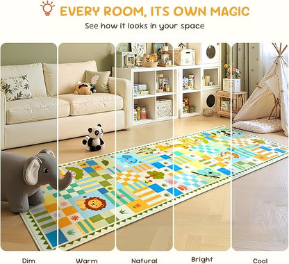 Green Runner Rug for Kids Bedroom, Kids Hallway Washable Rug, Soft Non-Slip - Image 4