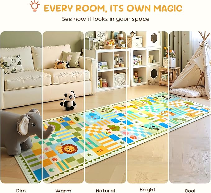 2x6 Green Runner Rug for Kids Bedroom, Kids Hallway Washable Rug, Soft Non-Slip - Image 4
