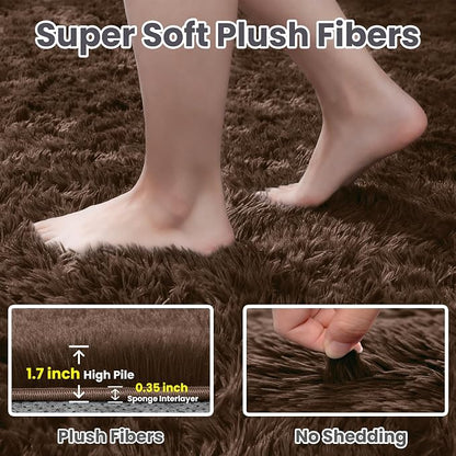 6x9 Area Rugs for Living Room Rug: Soft Fluffy Shag Brown Rugs for Bedroom - Image 5