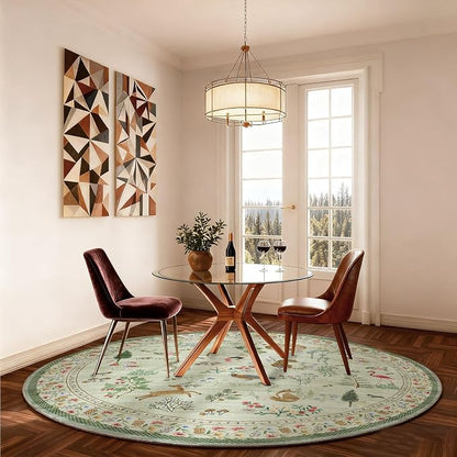 4x4 Round Bedroom Rug Washable: Living Room Rug Stain Resistant Non Slip Low - Image 6