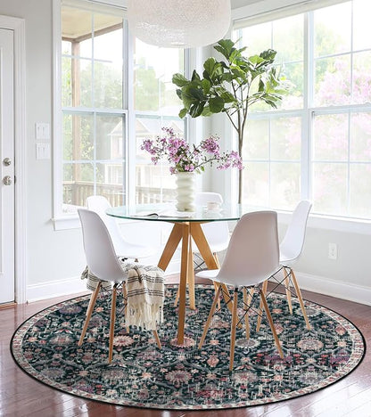 Lahome Moroccan Trellis Washable Round Area Rug, Round Rug 5ft Soft Non-Slip - Image 6