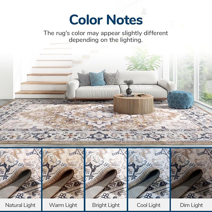 Lessymo 3 x 5 Area Rugs for Living Room- Machine Washable Area Rugs Boho Faux - Image 8
