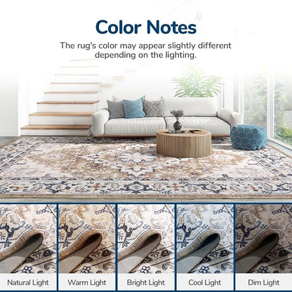 Lessymo 3 x 5 Area Rugs for Living Room- Machine Washable Area Rugs Boho Faux - Image 8
