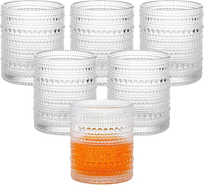Moretoes Cocktail Glasses10 OZ Hobnail Drinking Glasses Set of 6 | Vintage by Moretoes