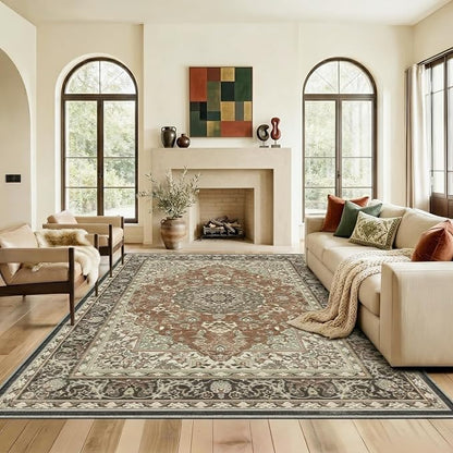 5x7 Area Rug for Living Room-Vintage Farmhouse Boho Floral Neutral Washable by Unknown