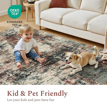 Rugflix 9x12 Area Rugs for Living Room, Washable Large Rug Stain-Resistant Low - Image 5