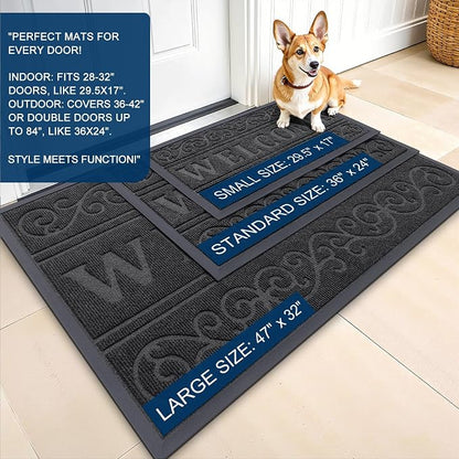 OLANLY Welcome Door Mat Indoor Outdoor Entrance, Heavy Duty Sturdy Front Door - Image 3