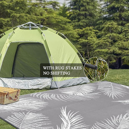 Pauwer Waterproof Outdoor Rug 9x12, Reversible Plastic Straw Patio Camping Rug - Image 8